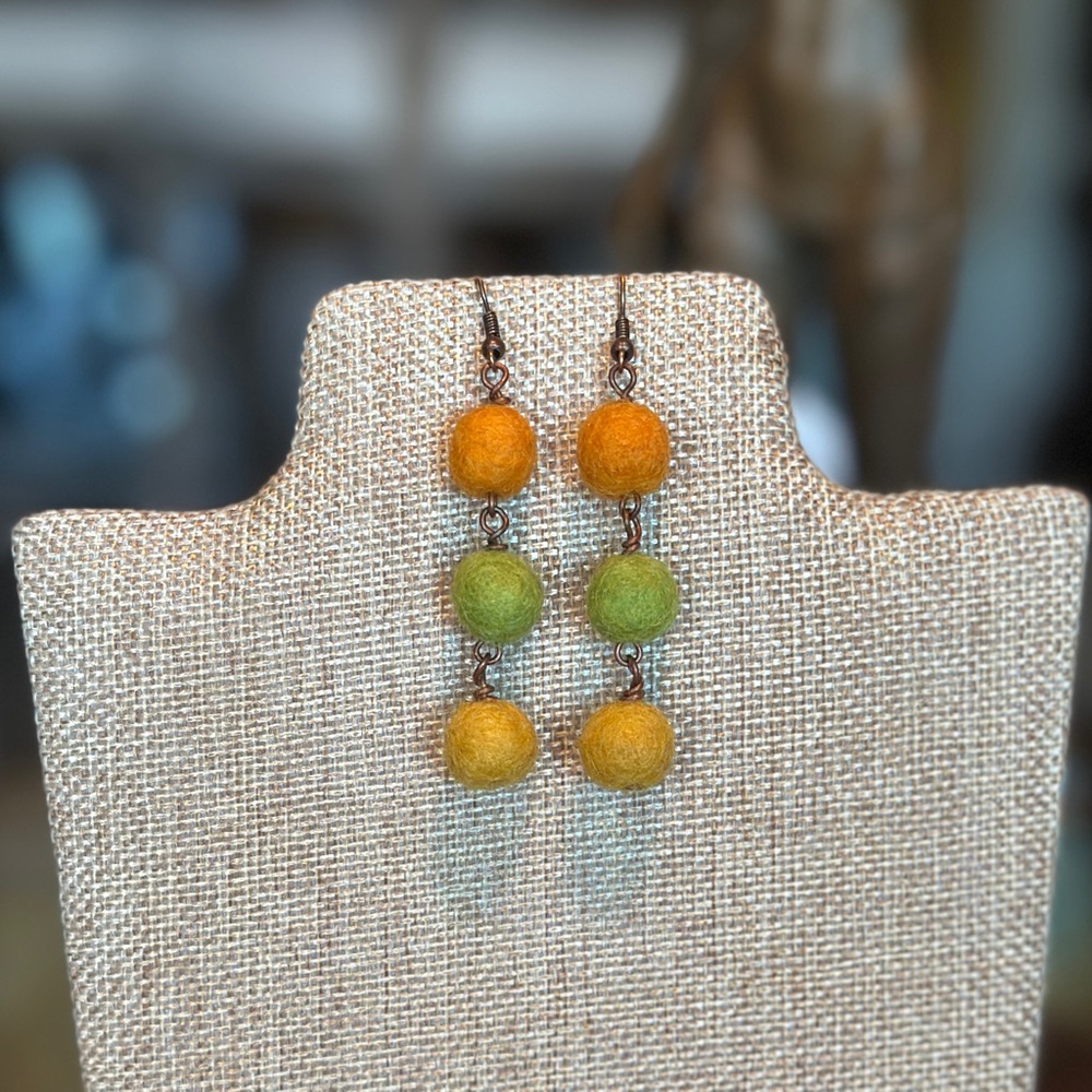 Felt Ball Drop Earrings